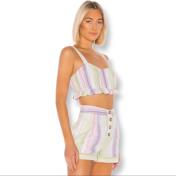 NWT Majorelle Everest Pastel Pink Purple Striped Cotton Cropped Tank - Size XL - Picture 13 of 14